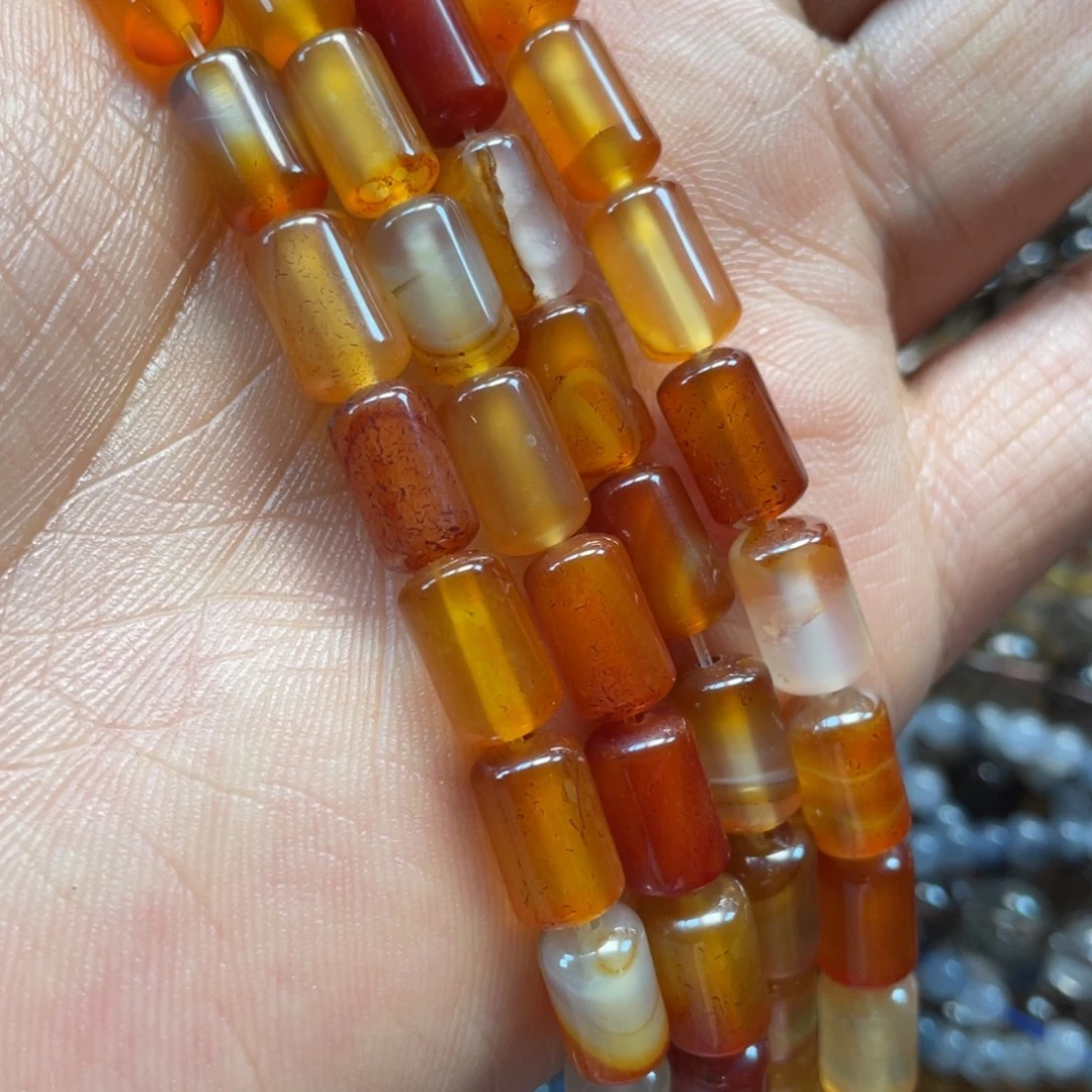 玛瑙/玉髓未镶嵌珠宝半成品红玛瑙圆管