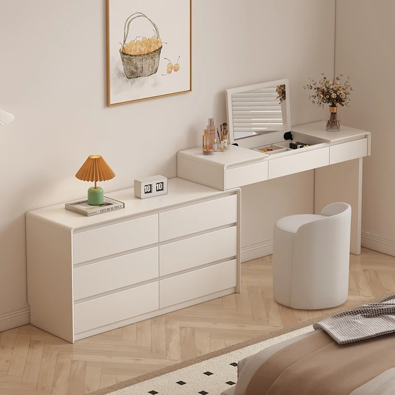 翻盖实木梳妆台卧室家用一体收纳柜床尾斗柜化妆一人桌子