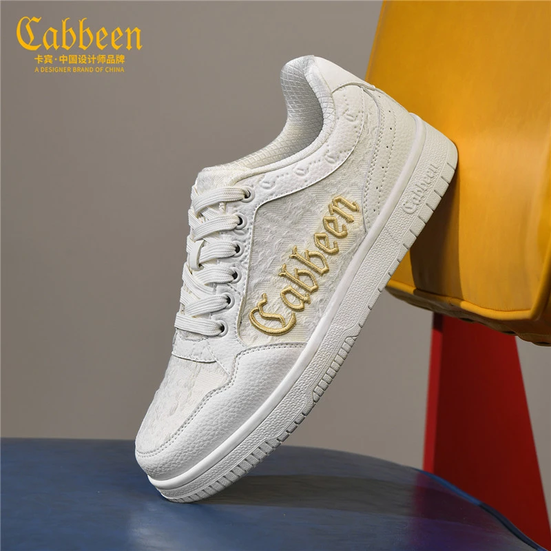 卡宾男鞋2025冬季新款男士厚底板鞋复古粗花呢小香风运动休闲潮鞋