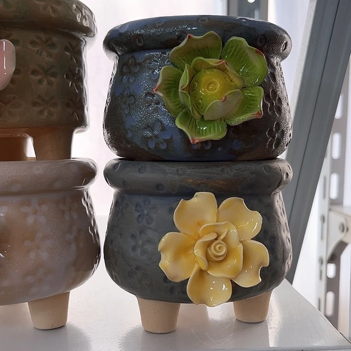 紫砂花盆粗陶材质多肉花盆