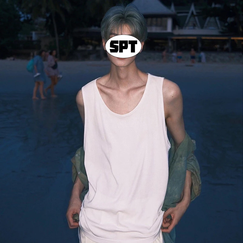 无袖t恤男款夏季宽松纯棉坎肩老头衫健身显肌肉潮牌美式篮球背心