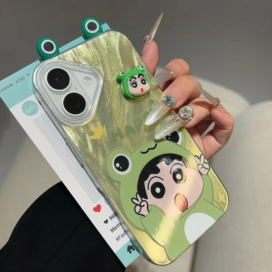 奥菲顿渐变青蛙小新耳朵适用iPhone16/15pro羽纱苹果13手机壳12套