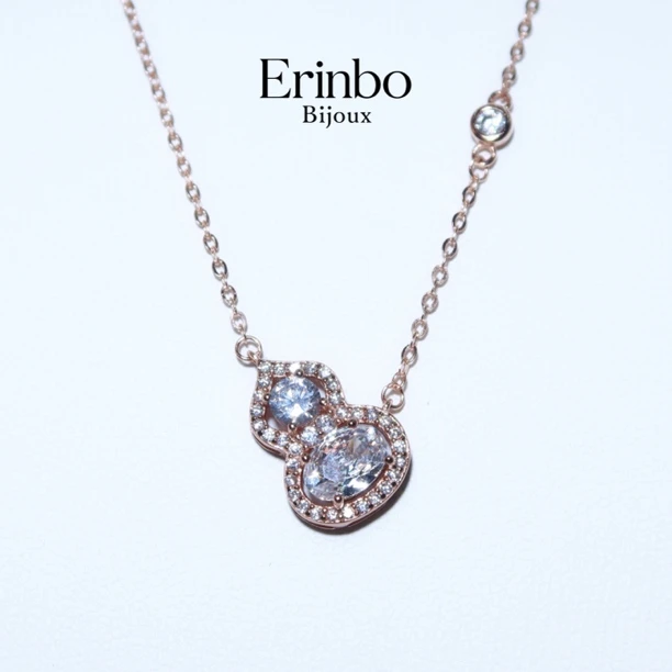 坠链均925银锆石 “满钻玉露葫芦”S925银满钻高级锆石葫芦锁骨项链