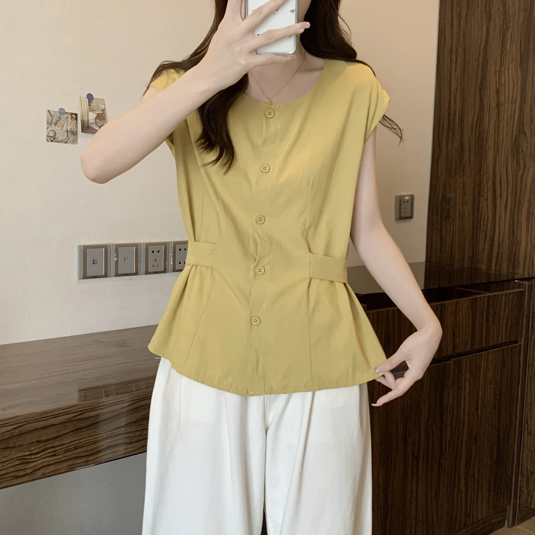 大码气质甜美风复古方领短袖衬衫女胖MM宽松显瘦遮肚薄款百搭夏季