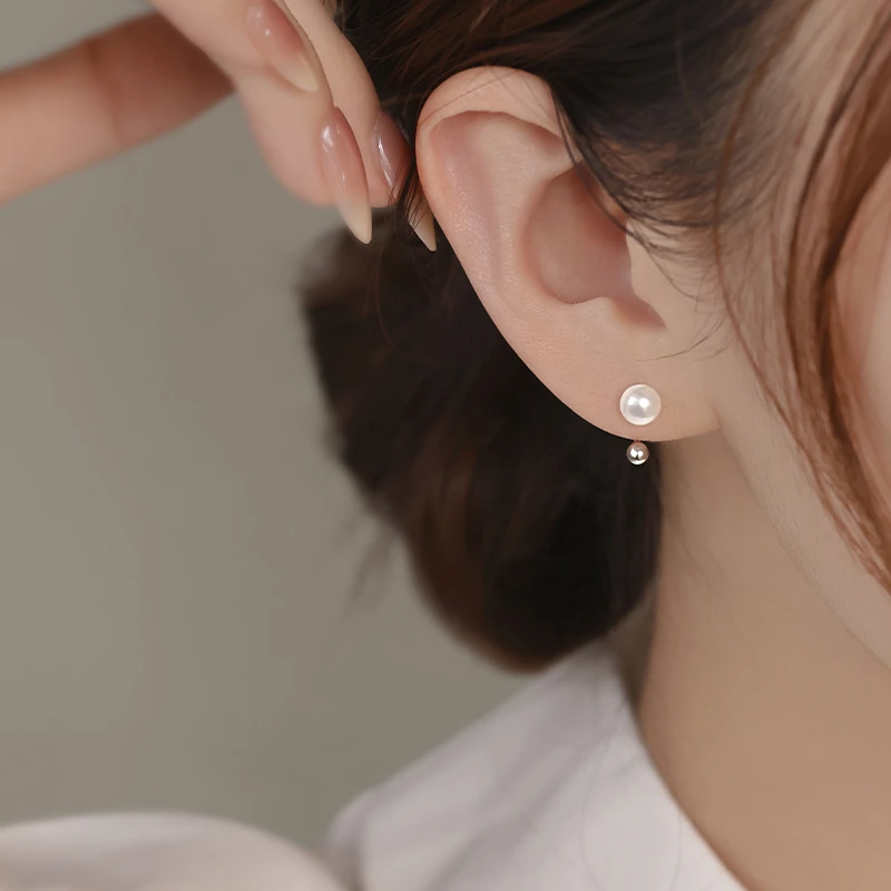 999纯银C型珍珠螺丝耳钉女款2025年新款爆款