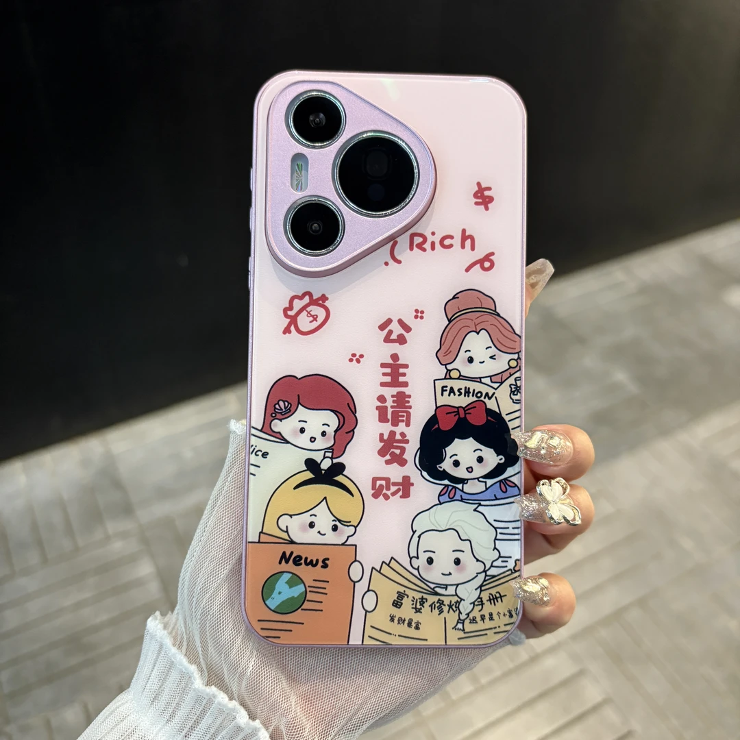 （华为系列）公主请发财适用pura70/60/50肤感玻璃mate70防摔手机壳