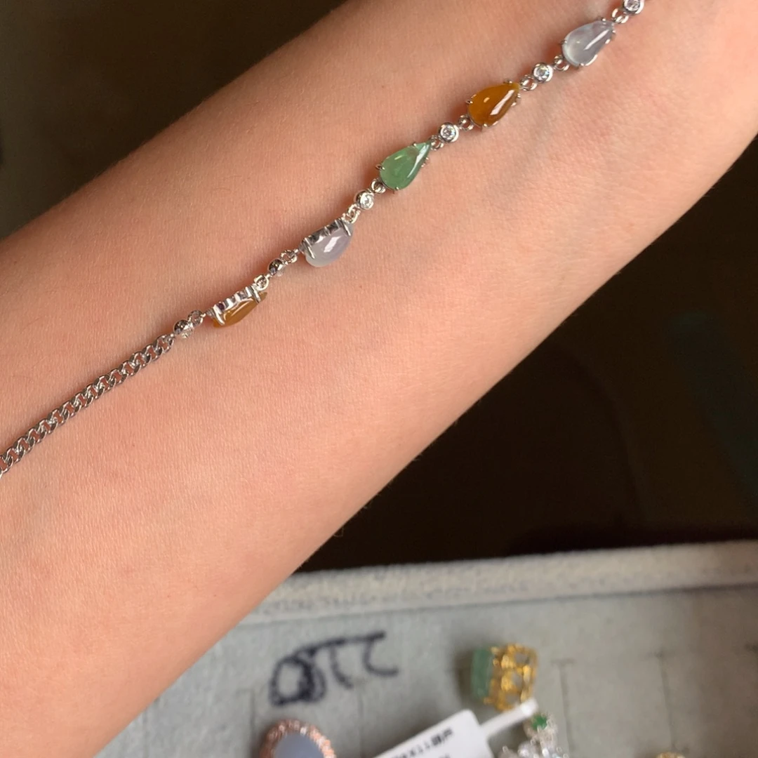 翡翠银S925镶嵌颈饰手链