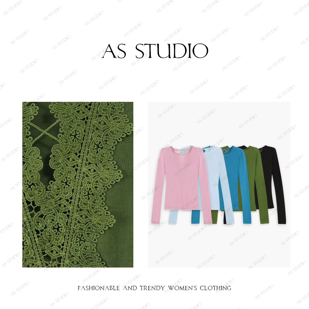 【AS水灵灵】25新原创轻薄凉爽拼接蕾丝露背修身防晒衫AS25XZZ00848