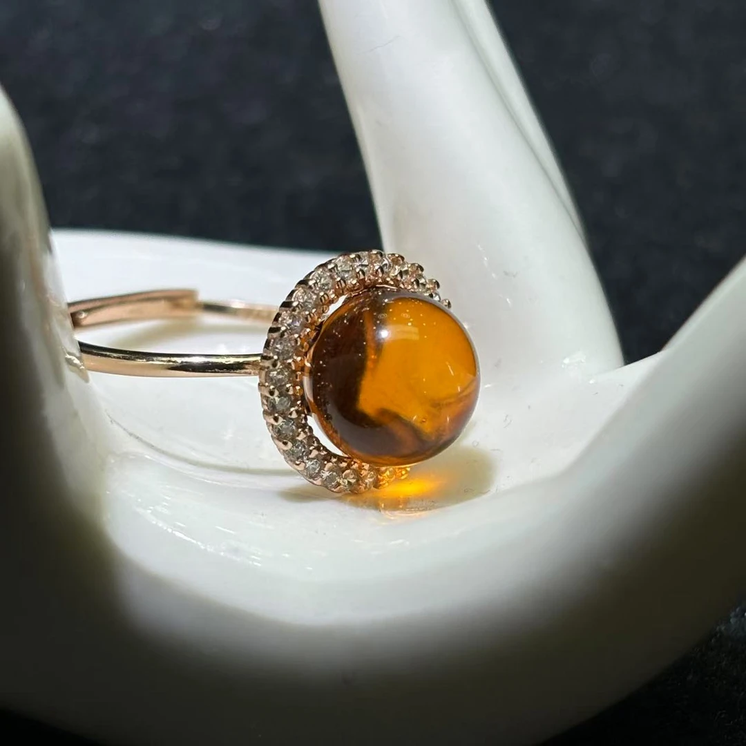 q2-S925银血珀琥珀戒指-活口