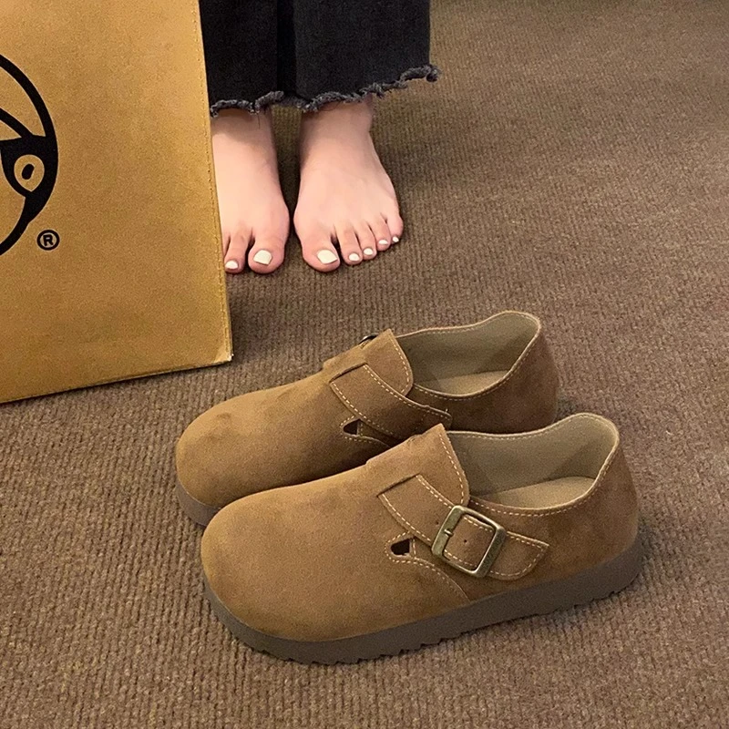 日系勃肯鞋女春季2025新款爆款一脚蹬懒人单鞋厚底全包博肯女鞋子