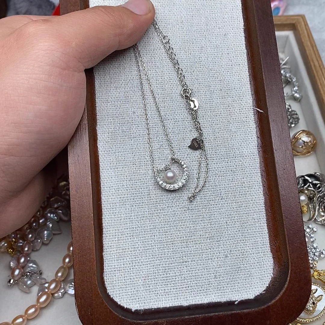 银S925镶嵌套链海水珍珠