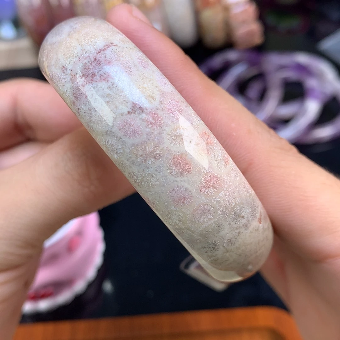 【闪购商品】颈饰未镶嵌硅化珊瑚（珊瑚玉）34号粉紫莎莎57.4圈