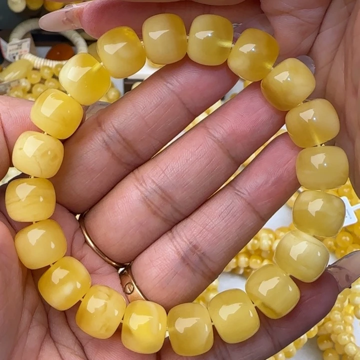 手链蜜蜡未镶嵌白花老型手串