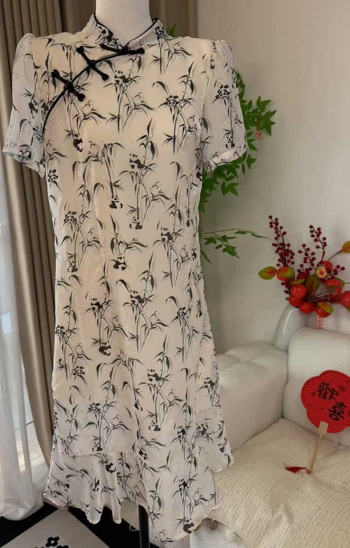 悦季精品（欢喜）复古熊猫旗袍连衣裙