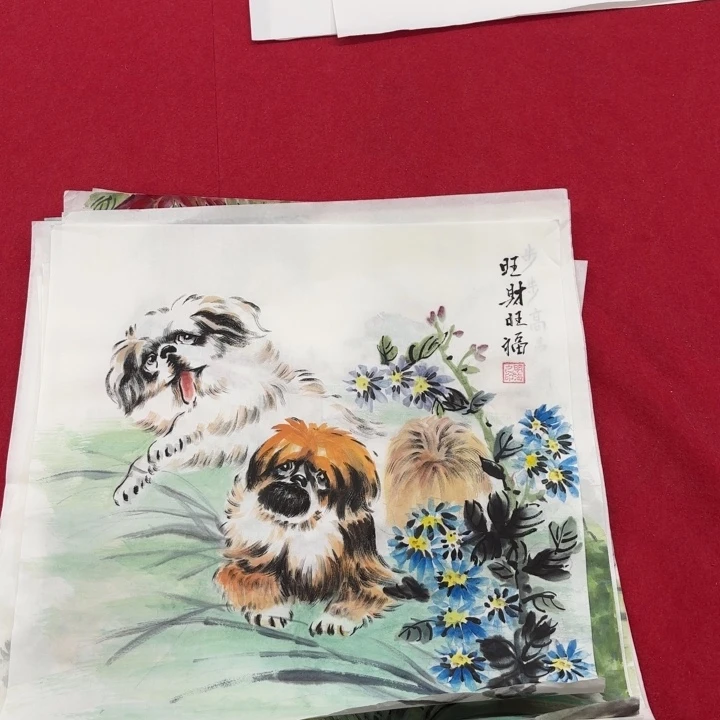 国画花鸟等图案为一体而