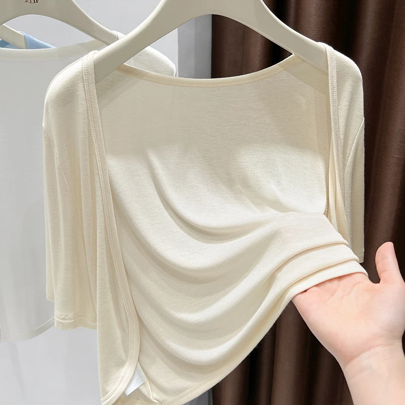 纯色时髦洋气别致漂亮夏日清凉透气薄款短袖开衫外搭2025新款女装