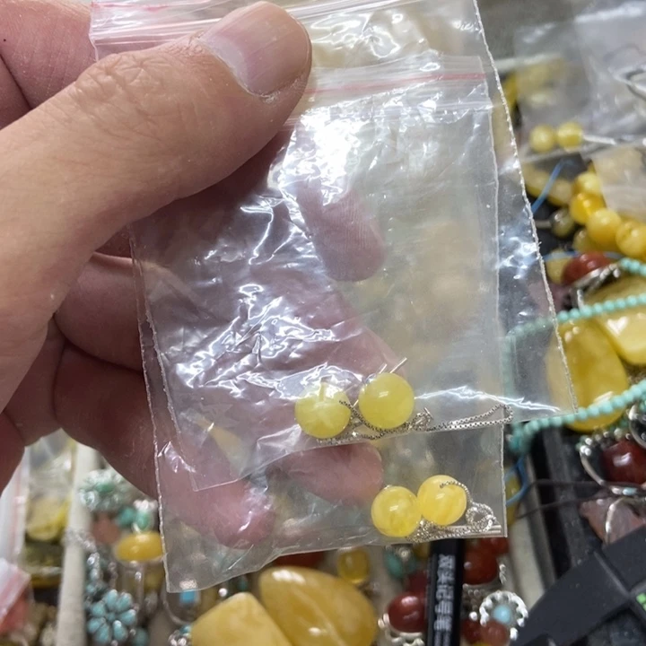 银S925镶嵌蜜蜡裸石多样性发货其一