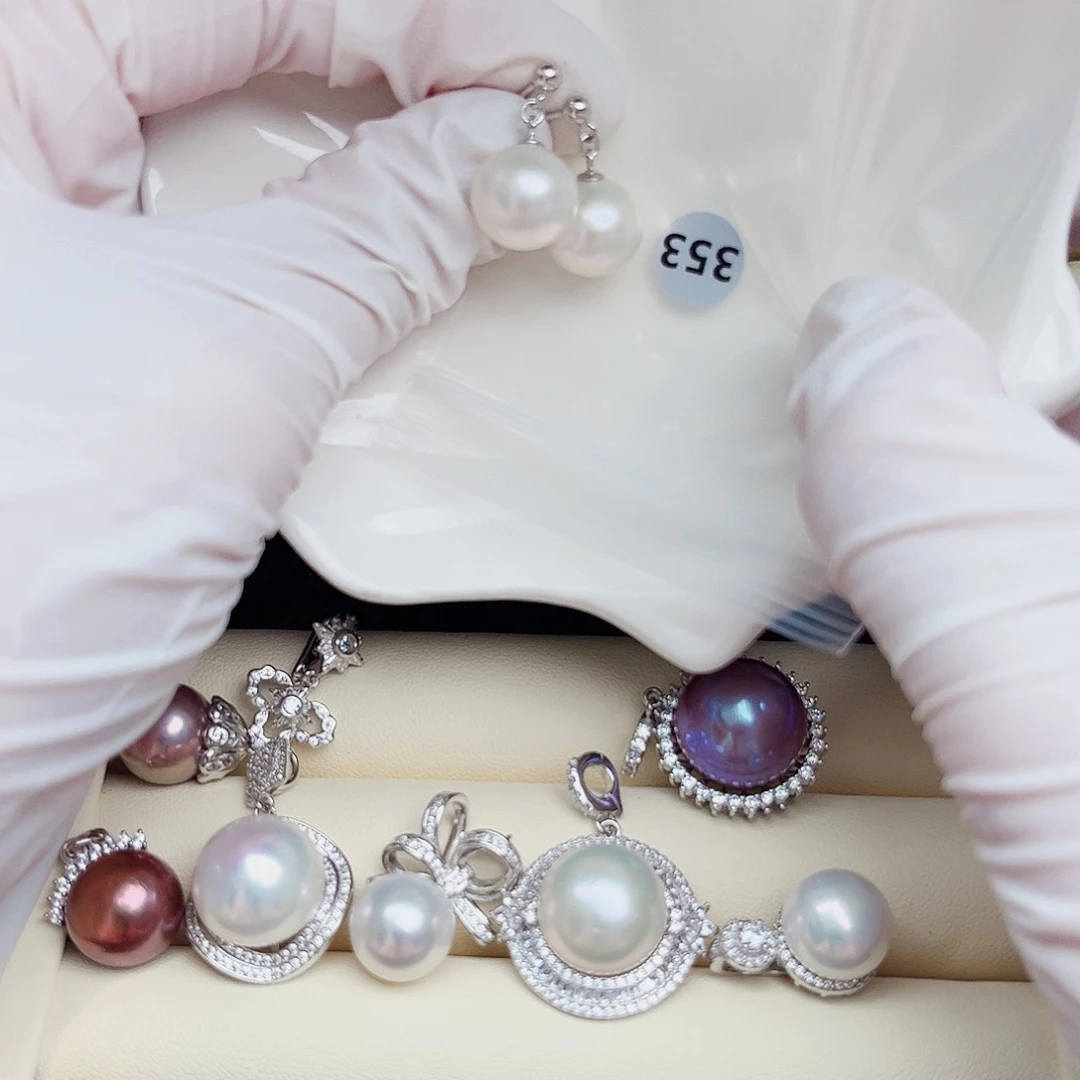 银S925镶嵌淡水珍珠耳饰