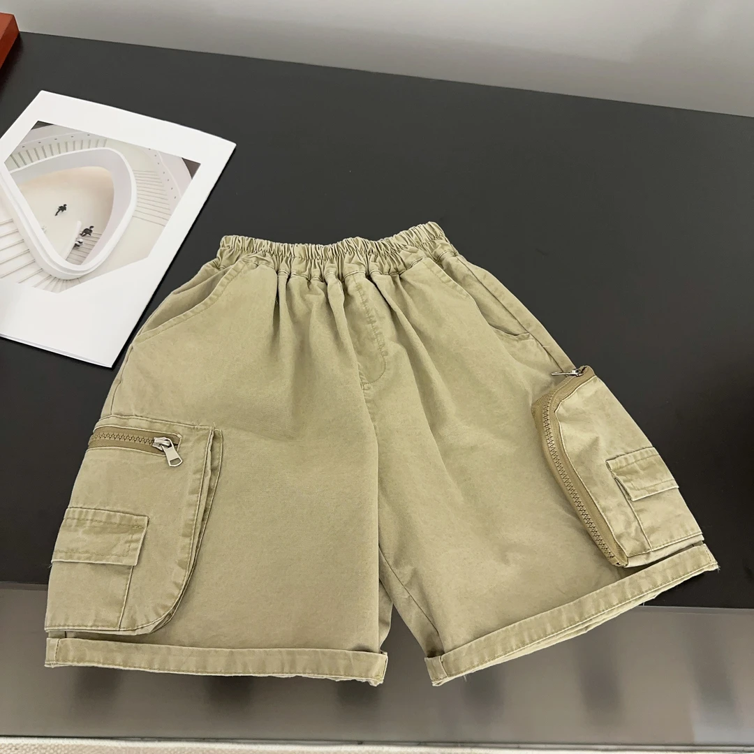 【两个小盆友】2025夏款儿童韩版休闲工装短裤子中小童时尚百搭9019