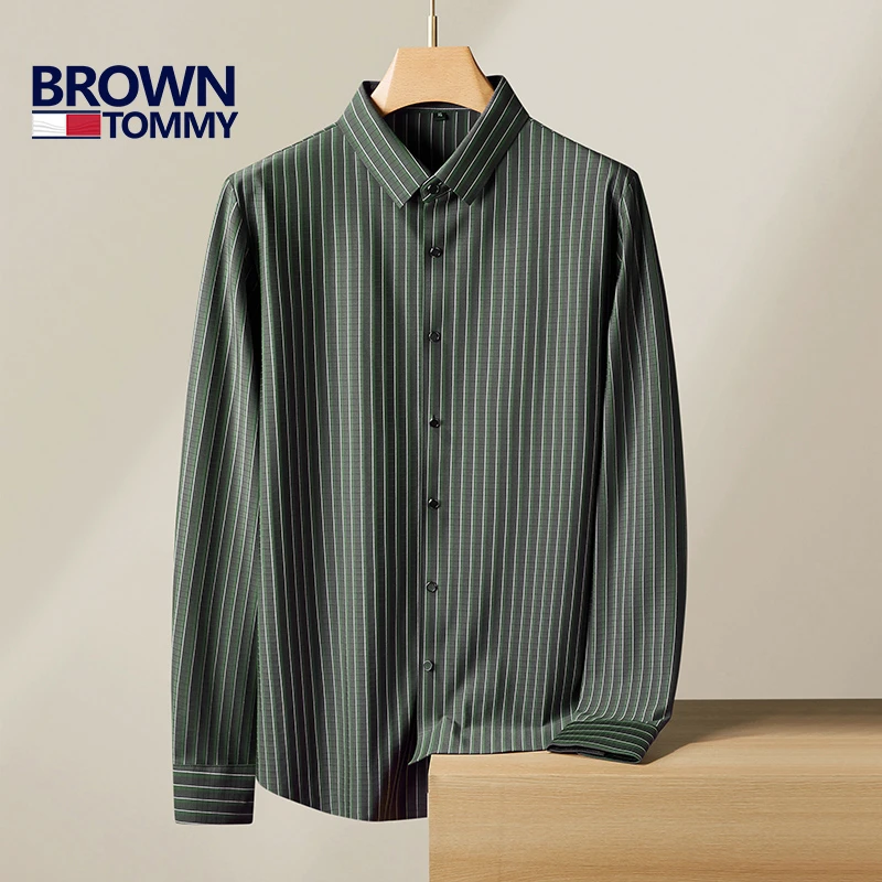 大码男士春秋长袖大码男士百搭休闲条纹衬衫加肥加大商务宽松衬衣