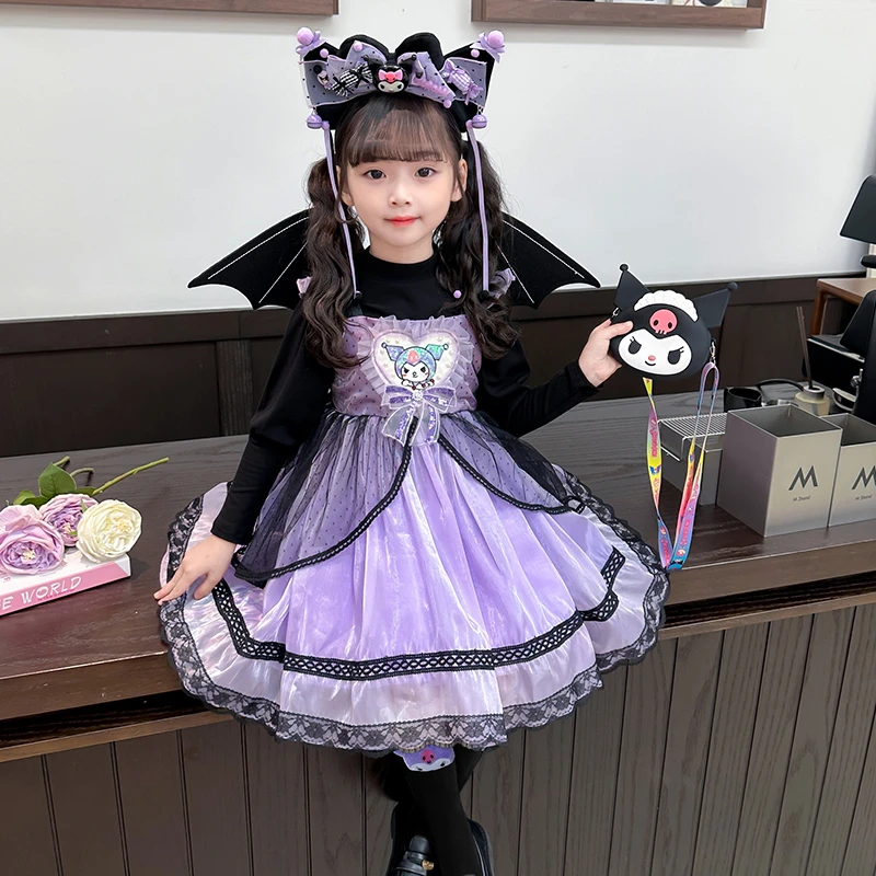 女小童卡通库洛米衣服春秋季连衣裙2025新款洋气洛丽塔蓬蓬公主裙