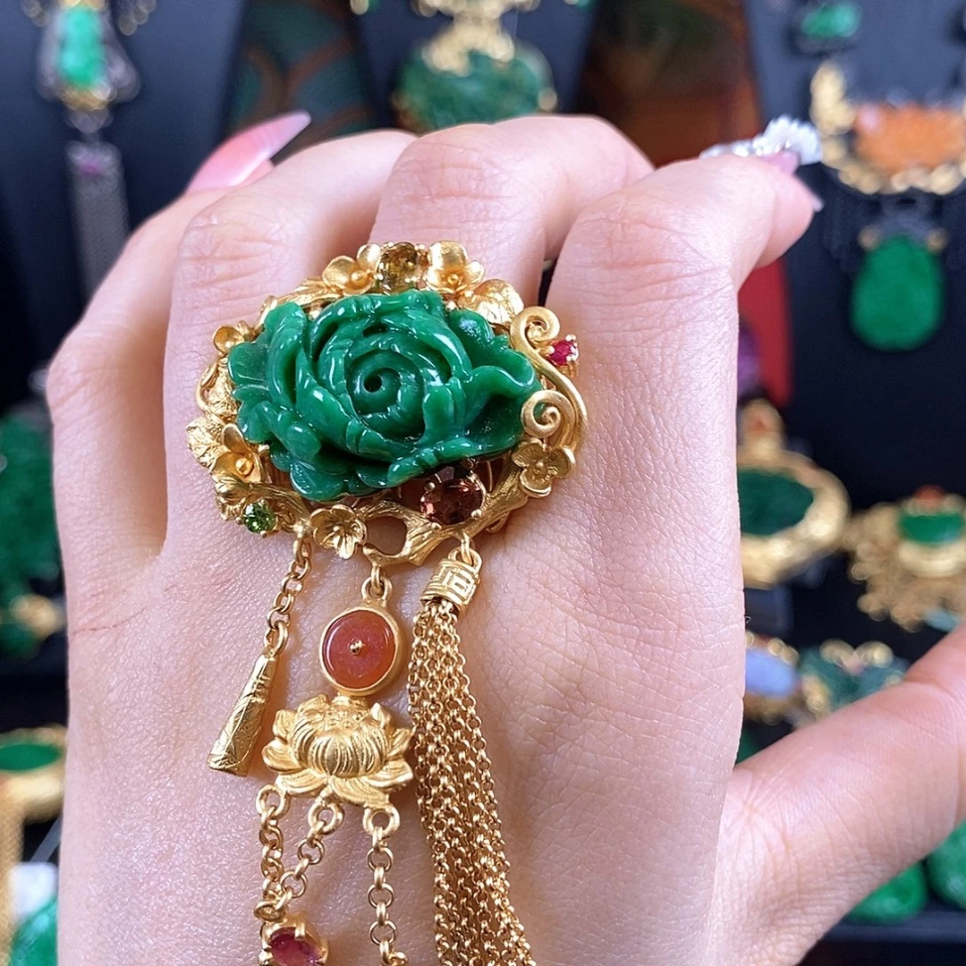 翡翠银S925镶嵌戒指戒指