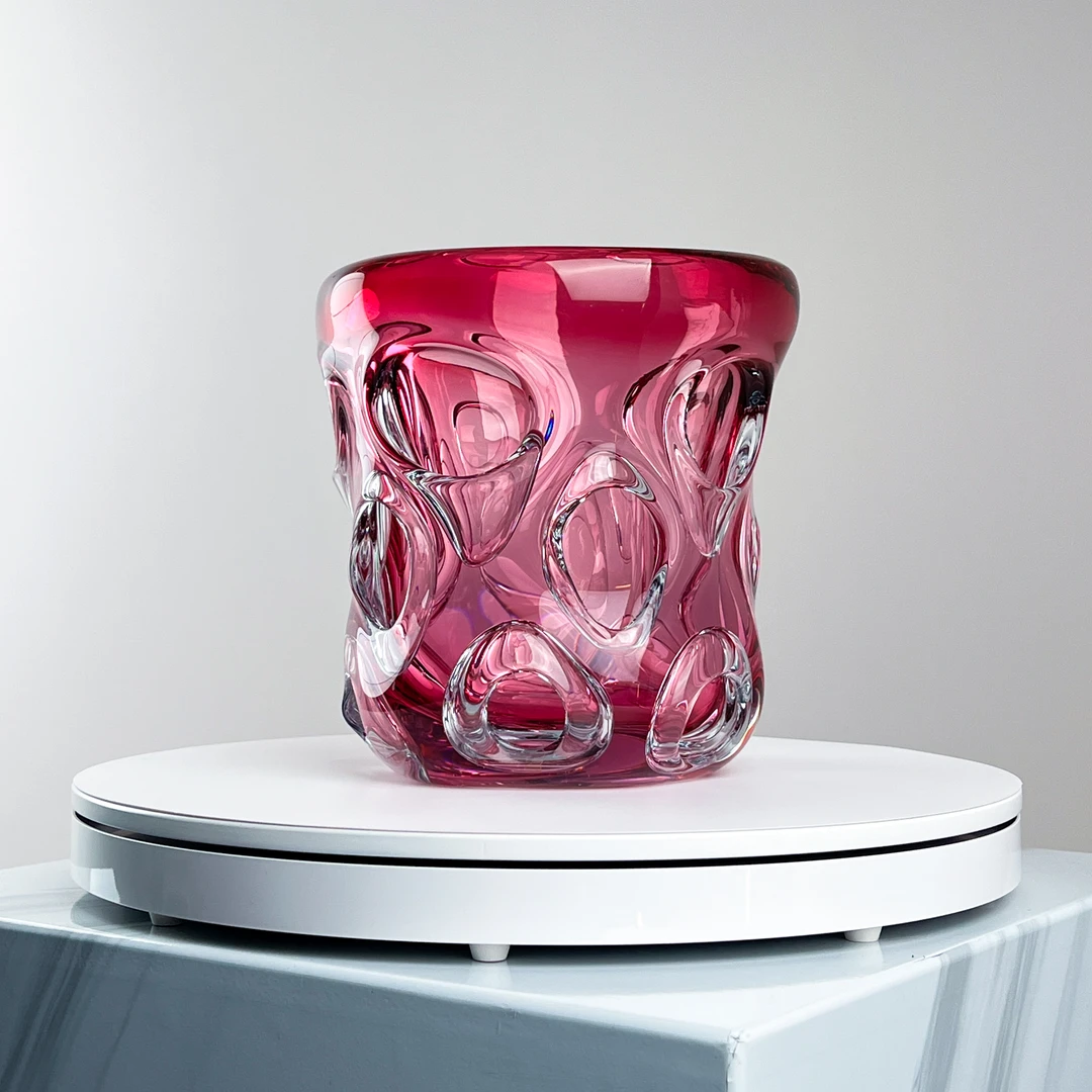 巴比特美学【金红大开口花器】极简现代轻奢手工水晶琉璃花器冰酒桶