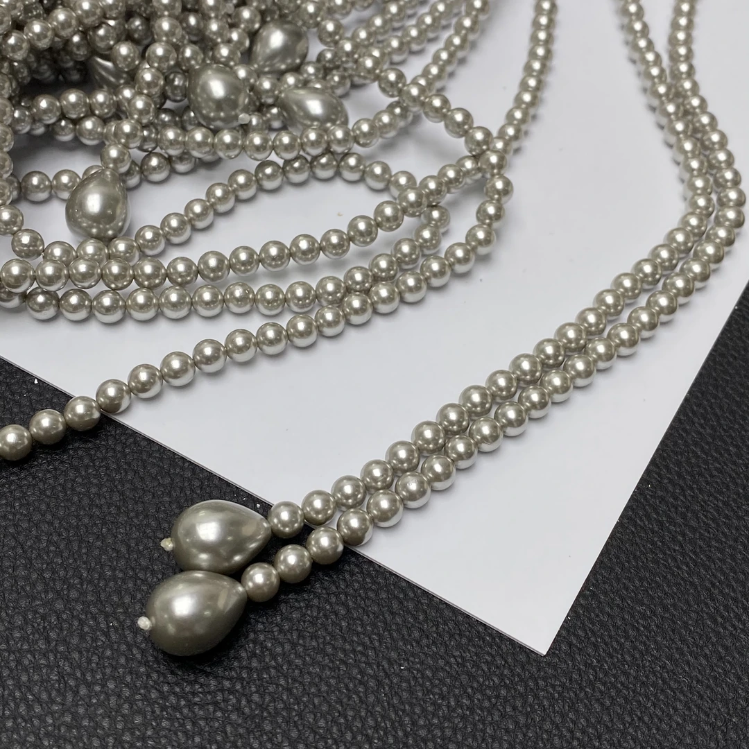 「戴琴珠宝」DQ18-贝珠6mm左右银色长链(多样性发其一)