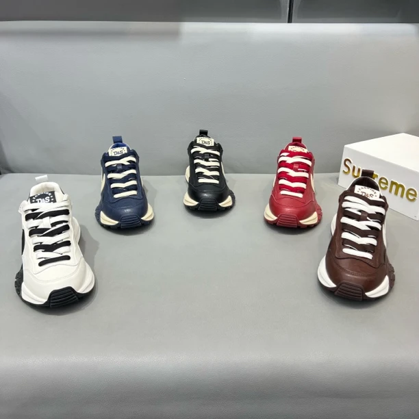 2025秋季油蜡皮拼接老爹鞋设计耐磨透气时尚休闲鞋运动鞋拼接男鞋