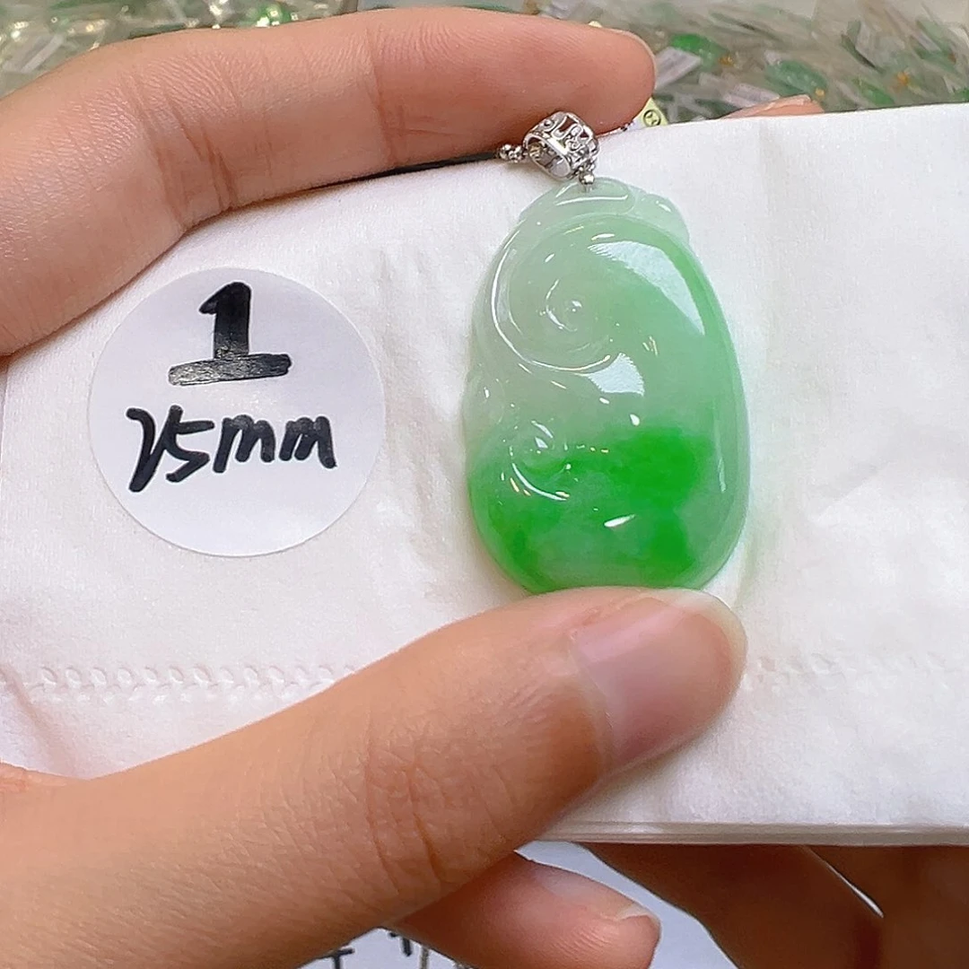 翡翠18K金镶嵌吊坠(不含链)翡翠