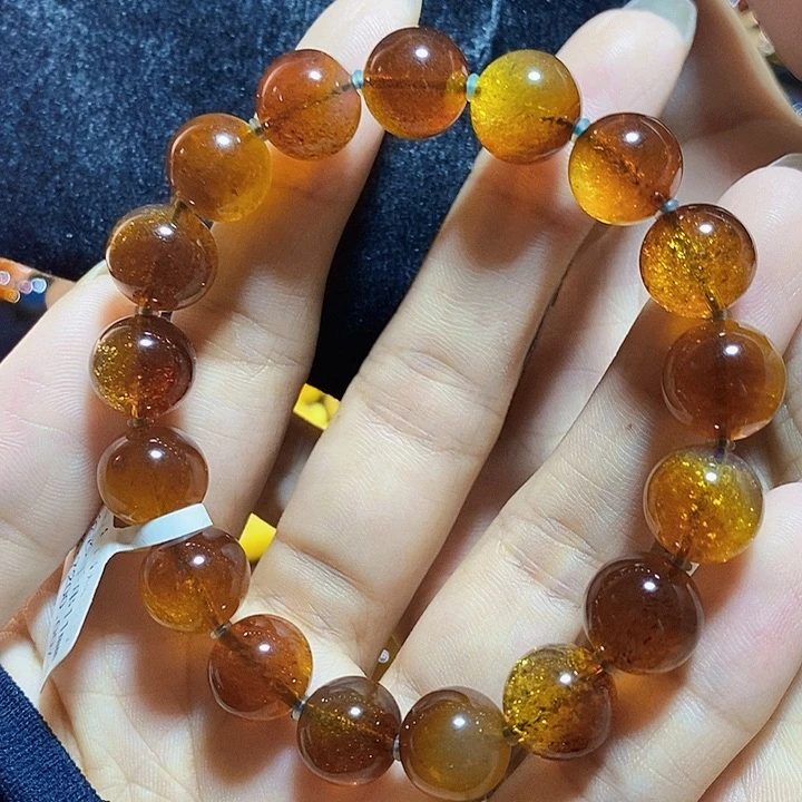 蓝珀未镶嵌珠宝奇石墨西哥红蓝金沙手串11