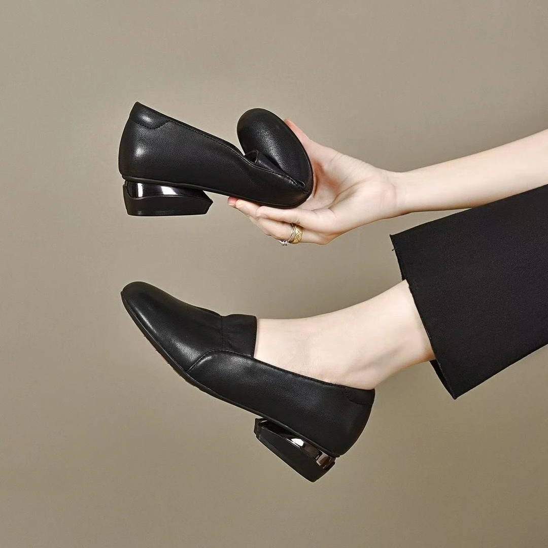 真皮单鞋女2025新款舒适百搭春秋皮鞋浅口单鞋软底软皮女单鞋