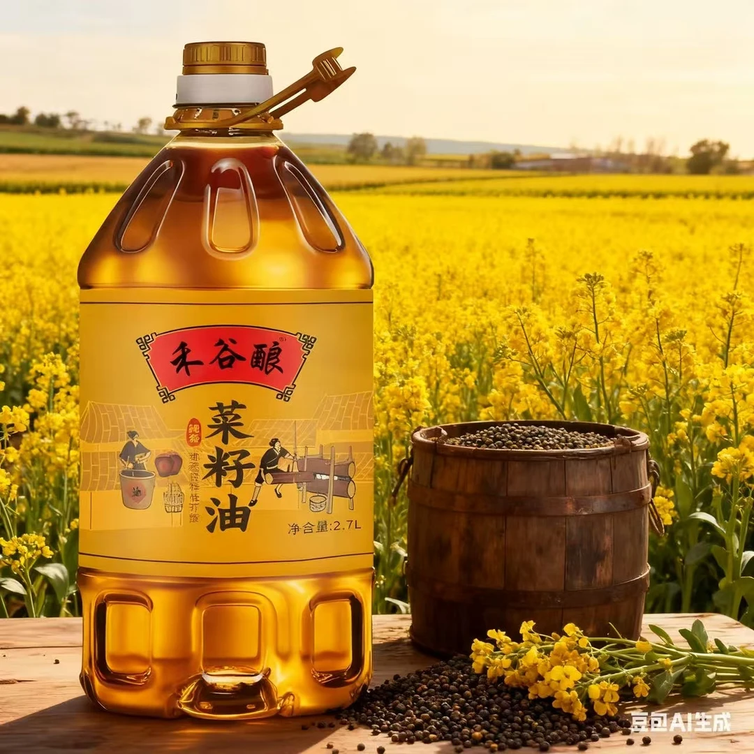 双12厂补100农家纯正压榨黄菜籽油炒菜烹饪适用2700ML禾谷酿