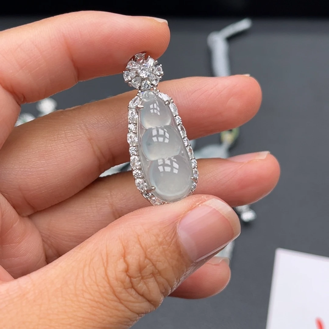 翡翠银S925镶嵌吊坠(不含链)