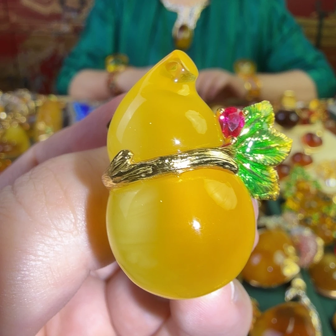 蜜蜡银S925镀金镶嵌戒指