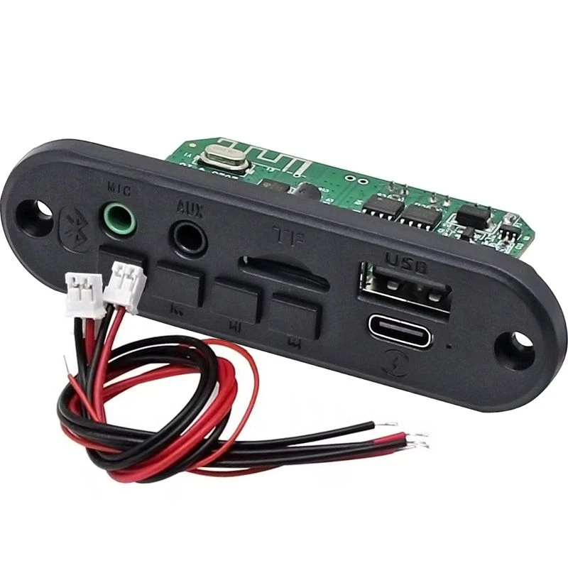 蓝牙5.0音频接收器解码板带功放U盘TF卡FM播放器麦克风音响箱改装