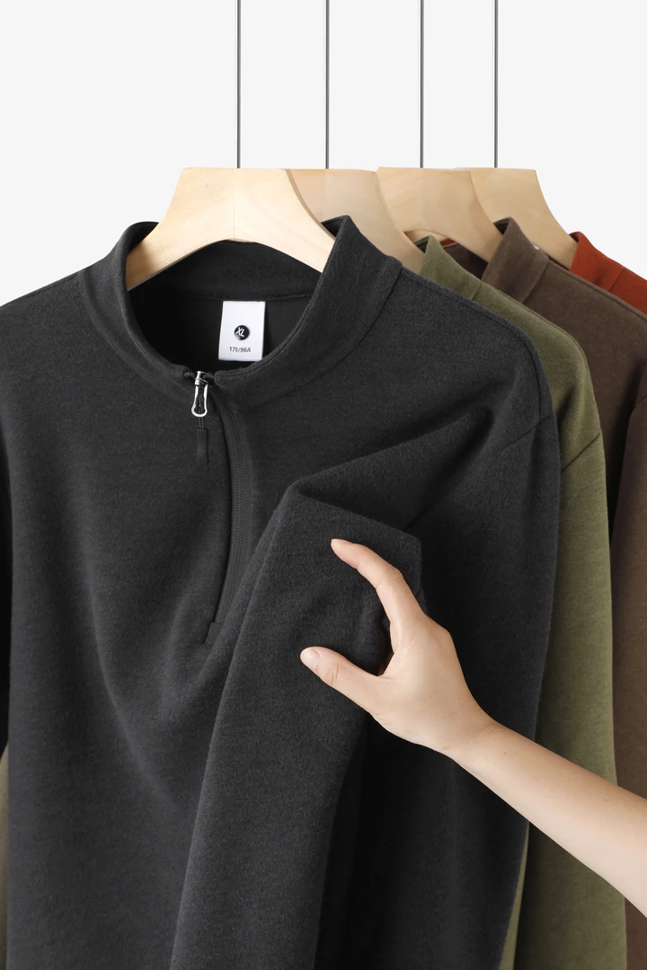 8512- EAOE冬季套头款常规加绒保暖长袖拉链立领卫衣男士时尚卫衣