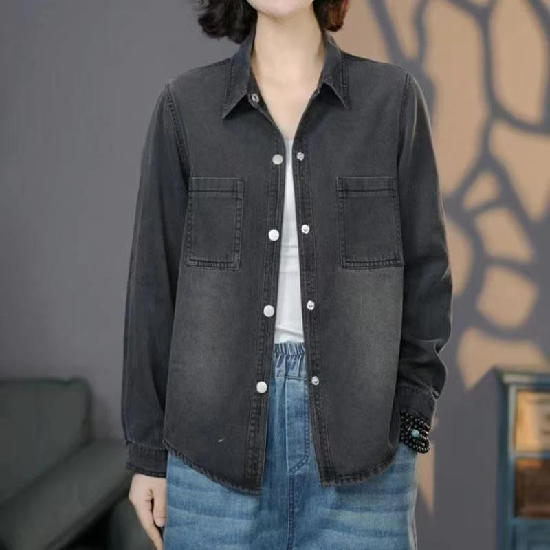 8729黑#2025春季新款水洗牛仔外套百搭牛仔上衣显瘦牛仔夹克潮流