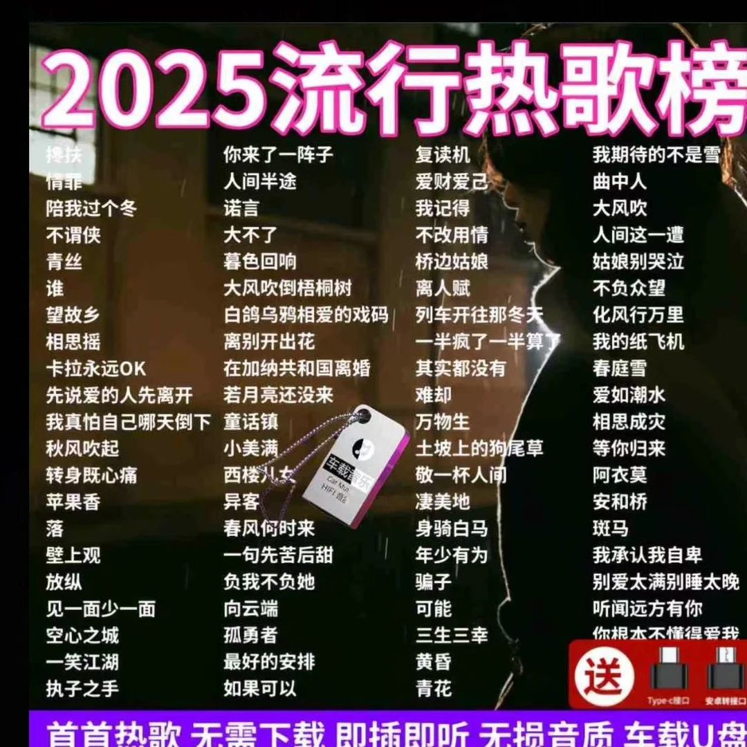 2025抖音流行歌曲新歌汽车载U盘网红歌曲u盘2025最新款最火音乐