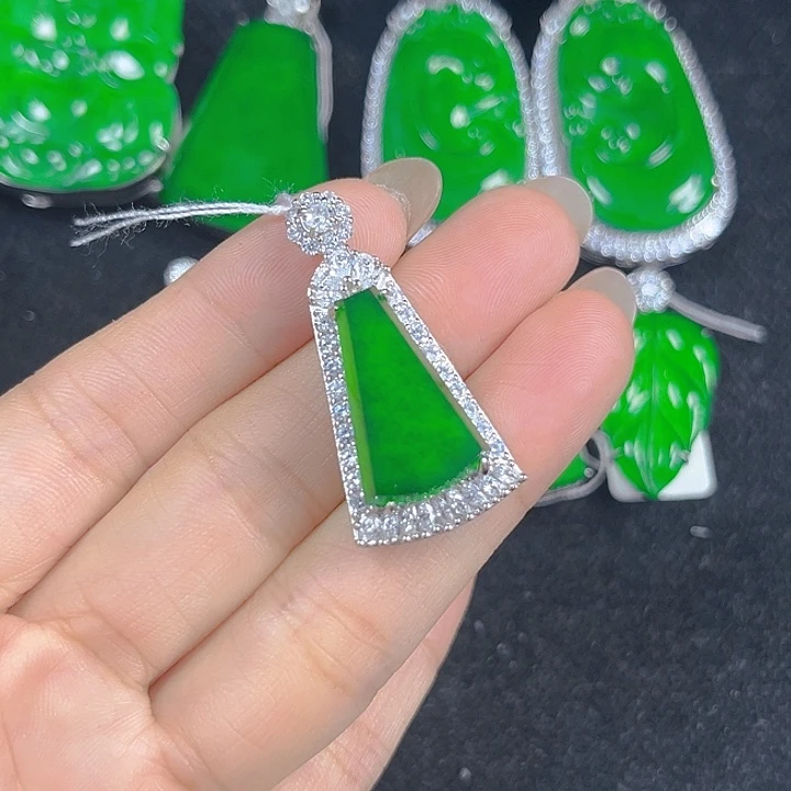 翡翠银S925镶嵌吊坠(不含链)