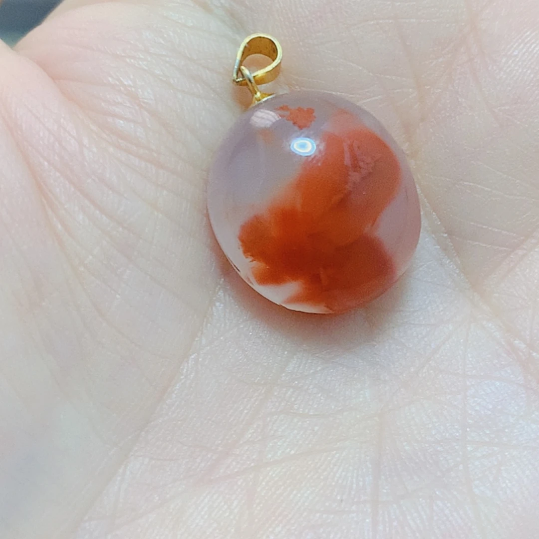 南红玛瑙银S925镶嵌吊坠(不含链)