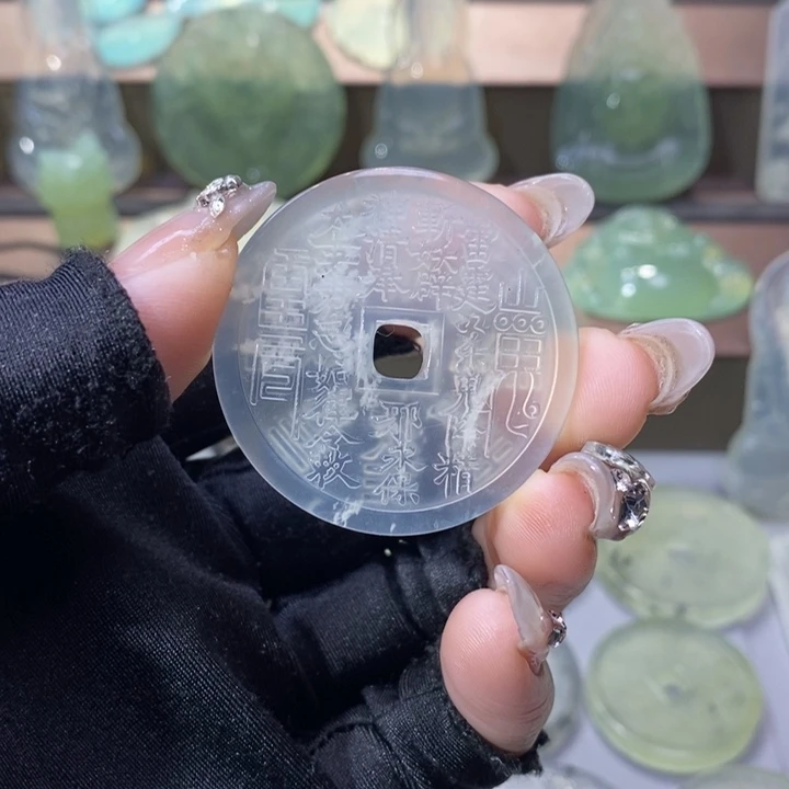 岫玉吊坠未镶嵌鸭**月吊坠