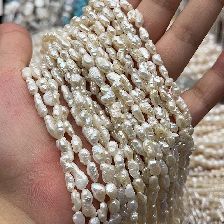 玛瑙/玉髓未镶嵌珠宝半成品一条4.5mm左右巴洛克珍珠