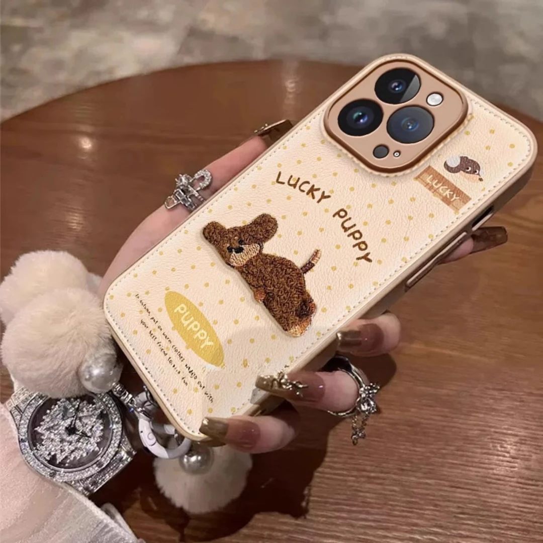 适用iPhone17/16promax英文小狗手机壳华为p80简约小米/VIVO/OPPO
