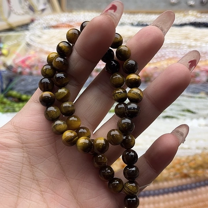 玛瑙/玉髓珠宝半成品未镶嵌8mm左右虎眼石