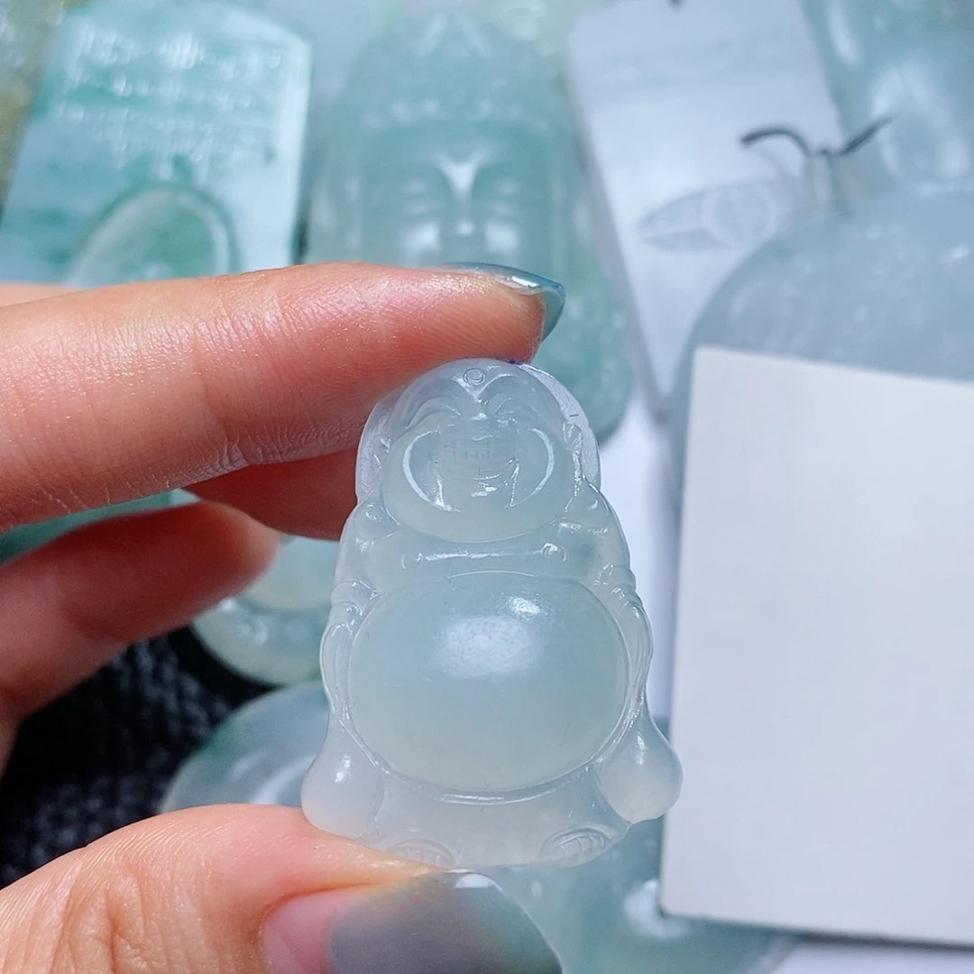 定制翡翠未镶嵌毛货付款后确认抛光