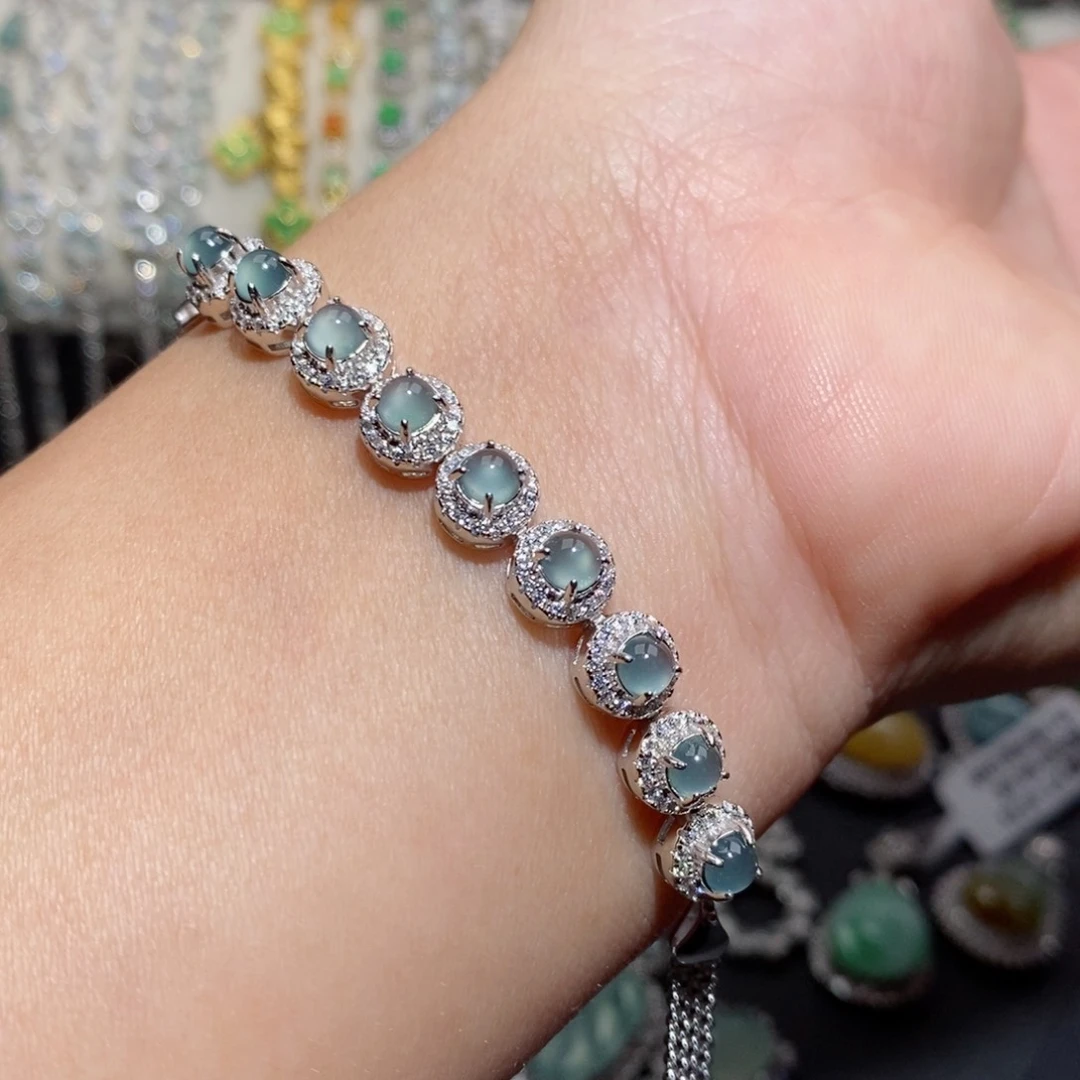 翡翠手链银S925镶嵌n j k k k