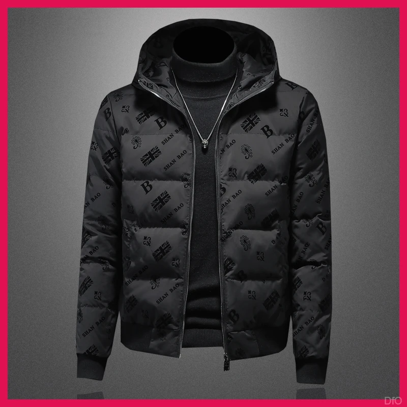 欧洲站潮流时尚羽绒服男士保暖加厚冬装韩版休闲百搭短款连帽外套