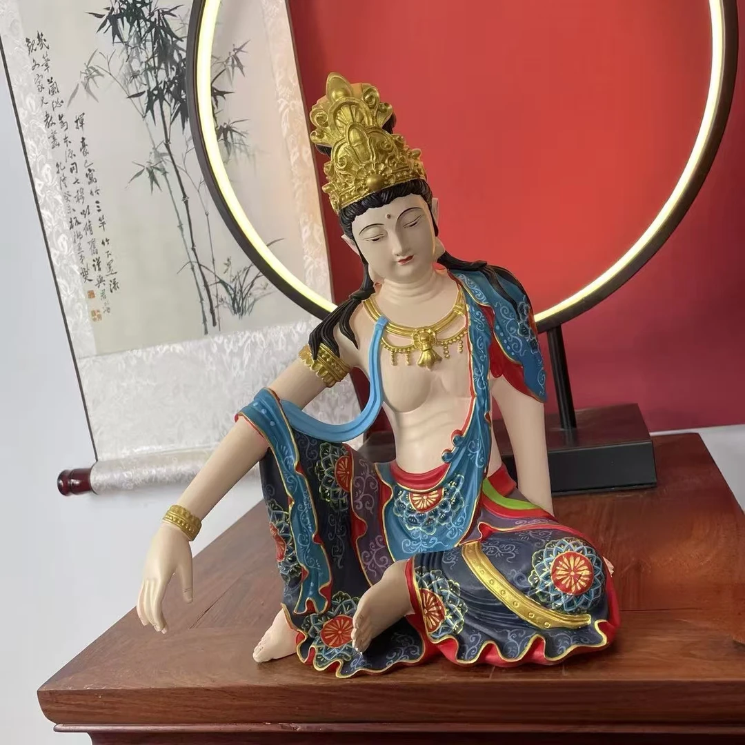 自在观音水月观音中式禅意茶室空间玄关茶几客厅家居桌面摆件30