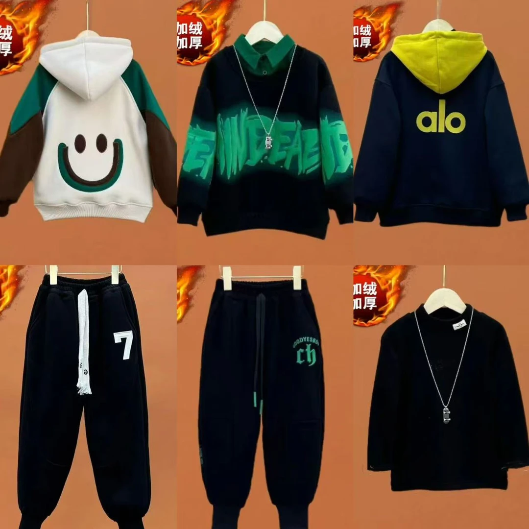 新888WZ【6件加绒冬装】男女童冬款加绒卫衣加厚亲子装【不含衬衫】